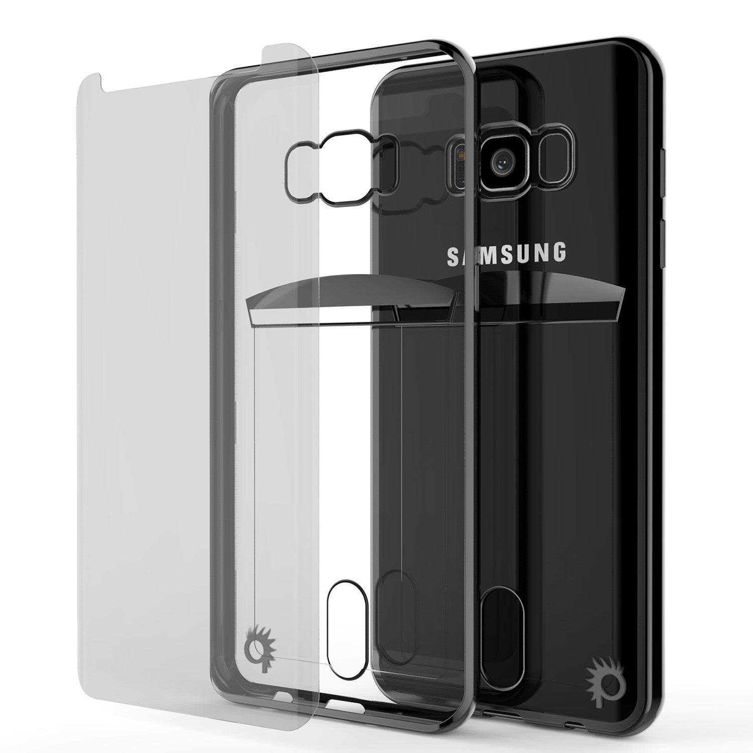 Galaxy S8 Case, PUNKCASE® LUCID Black Series | Card Slot | SHIELD Screen Protector | Ultra fit