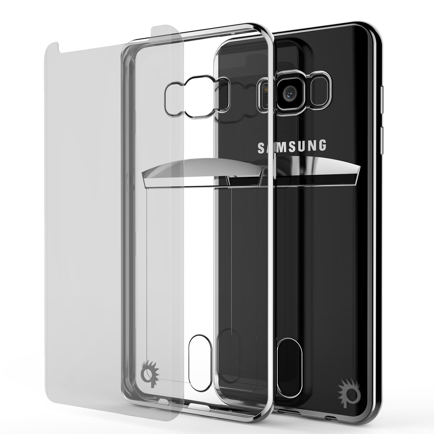 Galaxy S8 Case, PUNKCASE® LUCID Silver Series | Card Slot | SHIELD Screen Protector | Ultra fit
