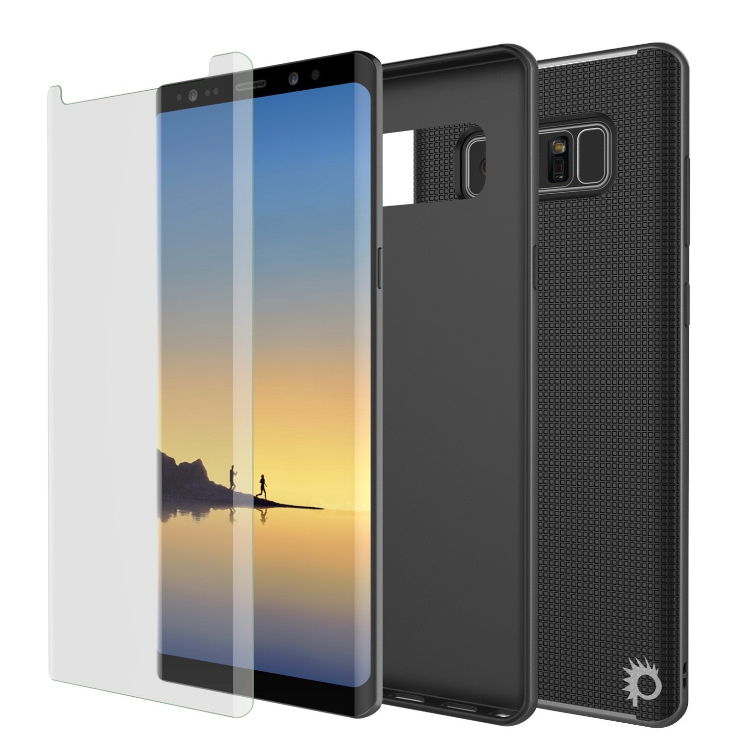 Galaxy Note 8 Case, PunkCase Stealth Grey Series Hybrid 3-Piece Shockproof Dual Layer Cover