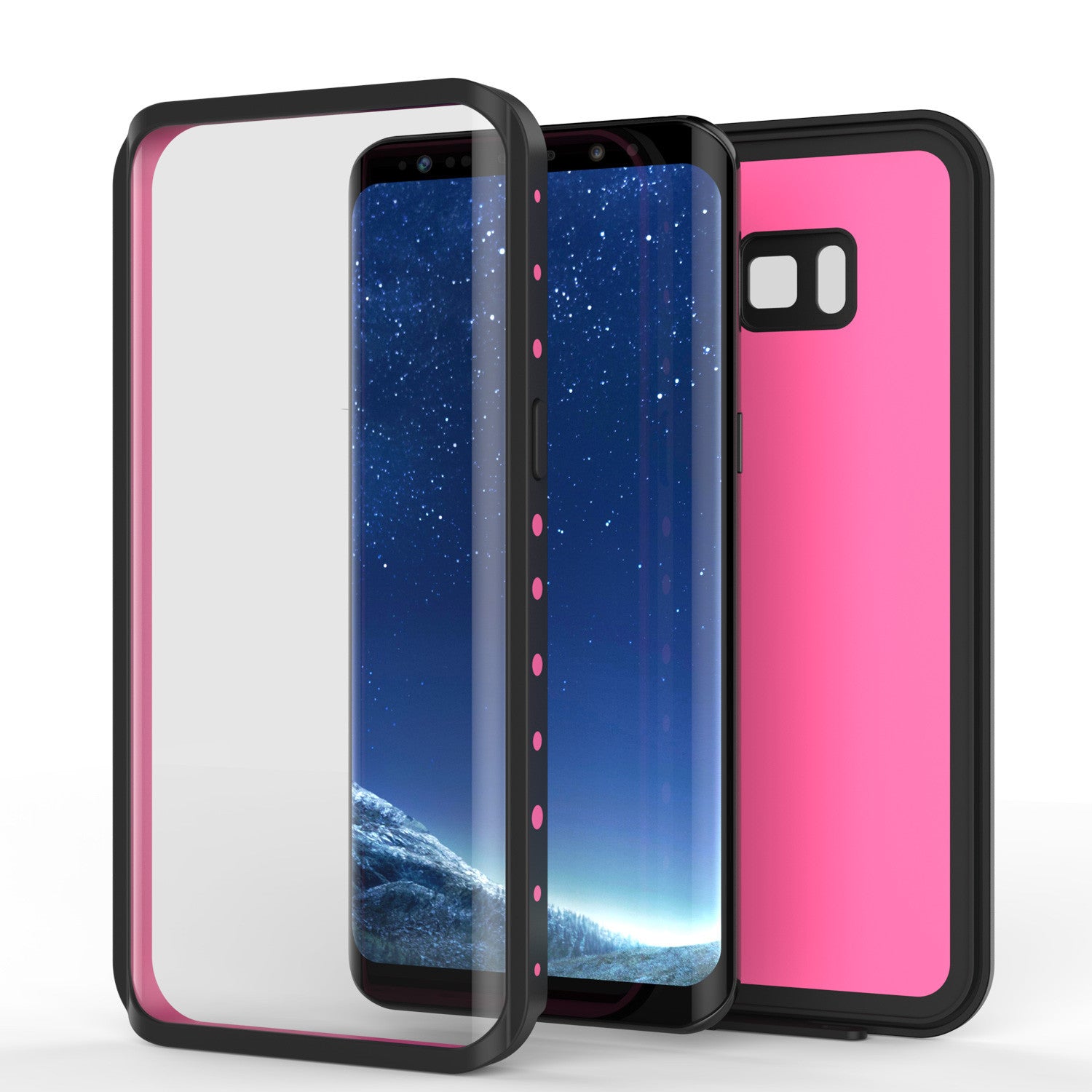 Galaxy S8 Plus Waterproof Case PunkCase StudStar Pink