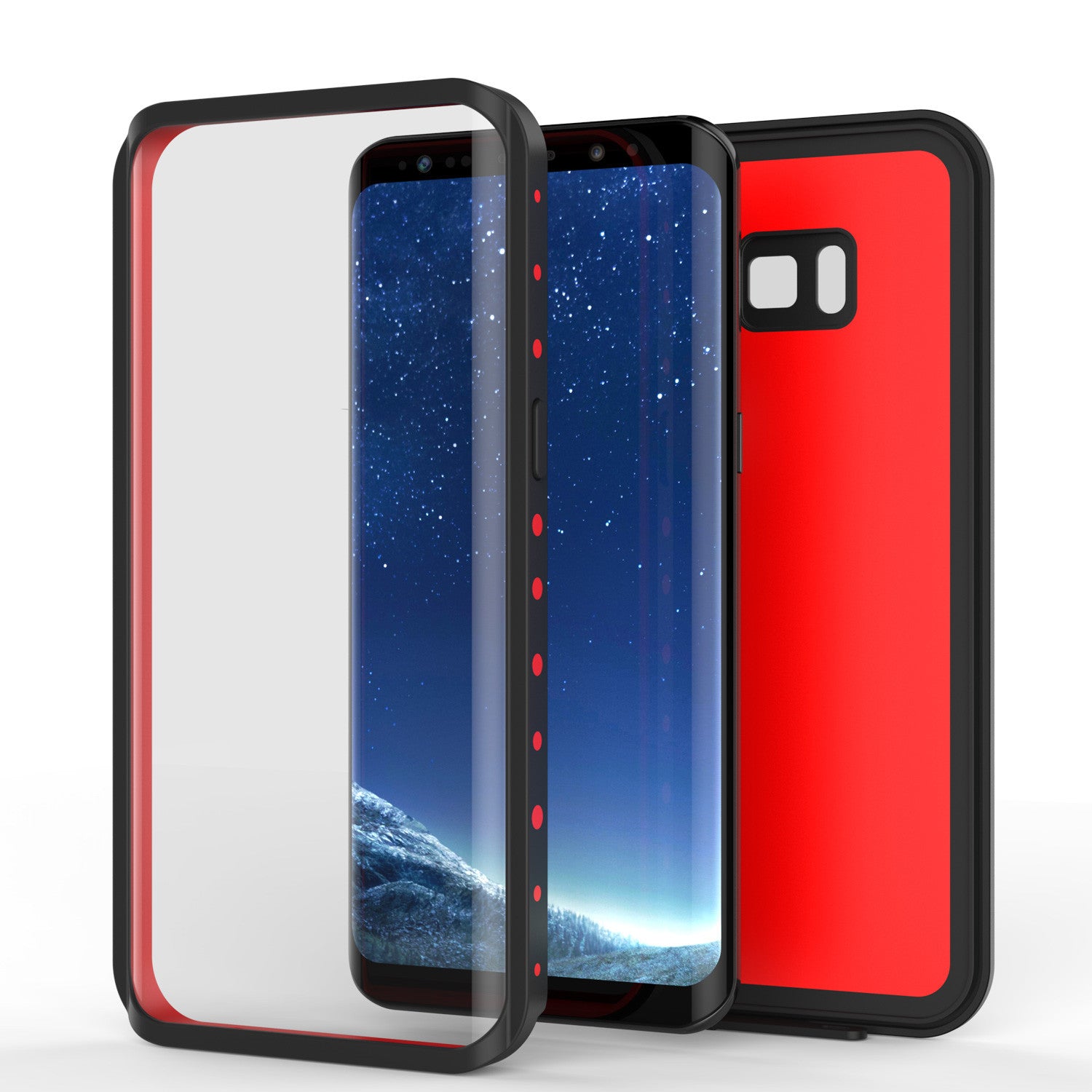 Galaxy S8 Waterproof Case PunkCase StudStar Red