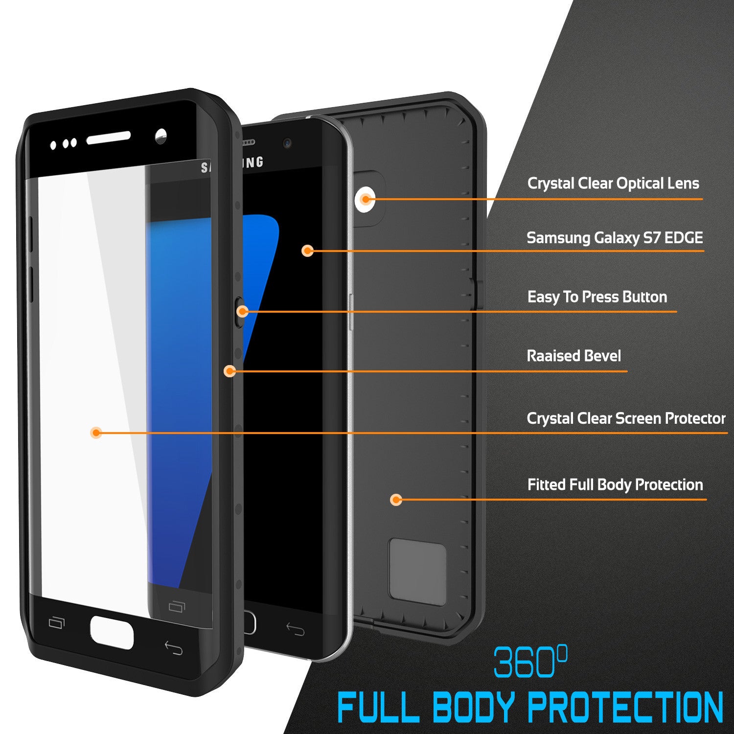 PUNKCASE - Studstar Series Snowproof Case for Galaxy S7 Edge | Black