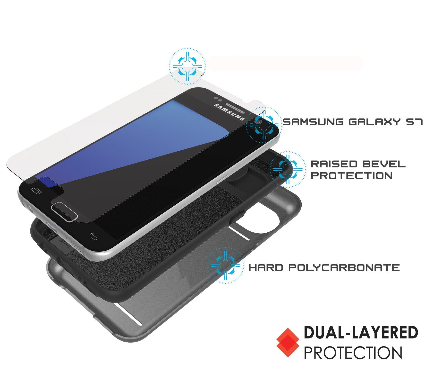 Punkcase Galaxy S7 EDGE Slim Armor Soft Cover | CLUTCH Grey Series