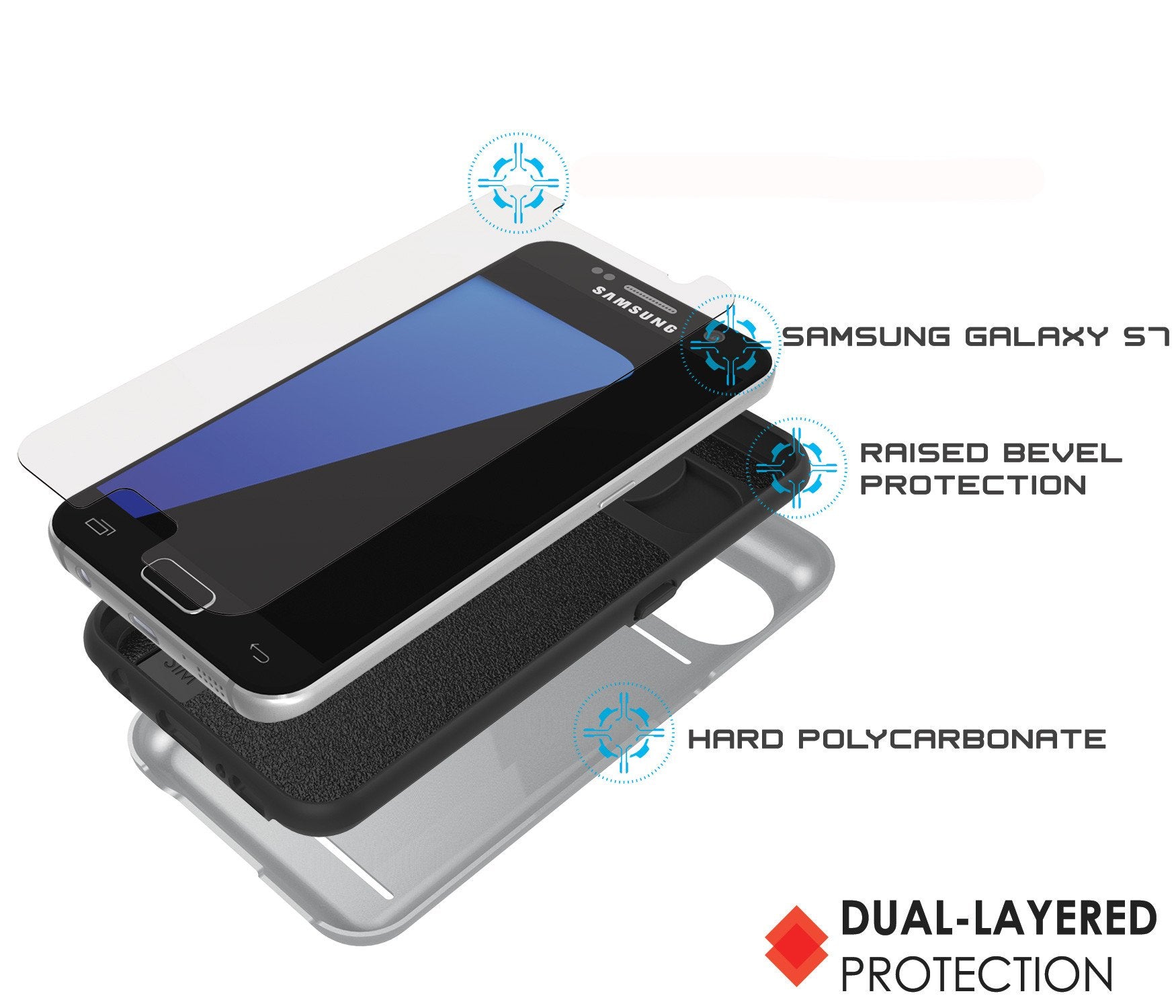 Punkcase Galaxy S7 EDGE Slim Armor Soft Cover | CLUTCH Silver Series