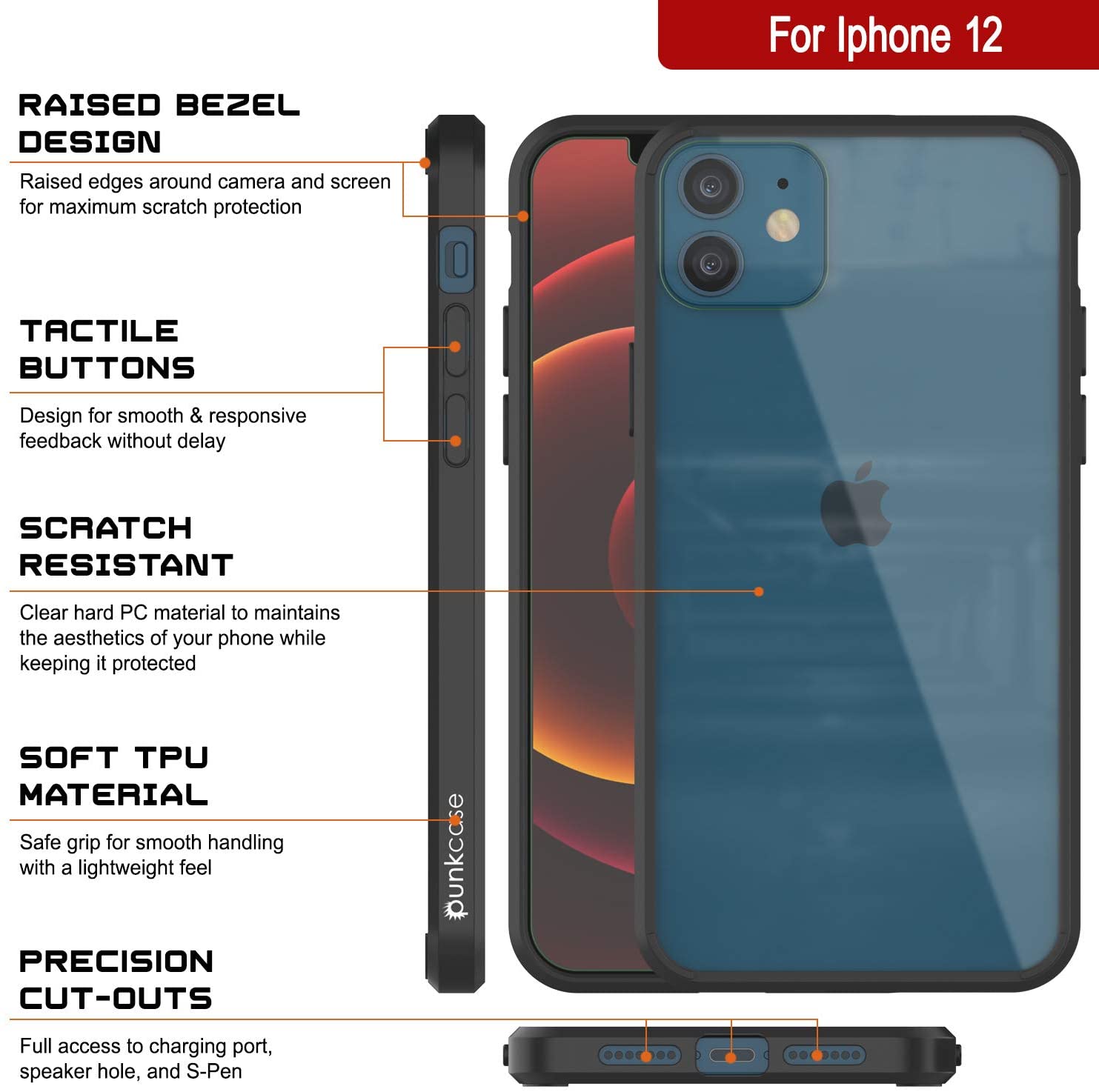 iPhone 13 Case Punkcase® LUCID 2.0 Black Series w/ PUNK SHIELD Screen Protector | Ultra Fit