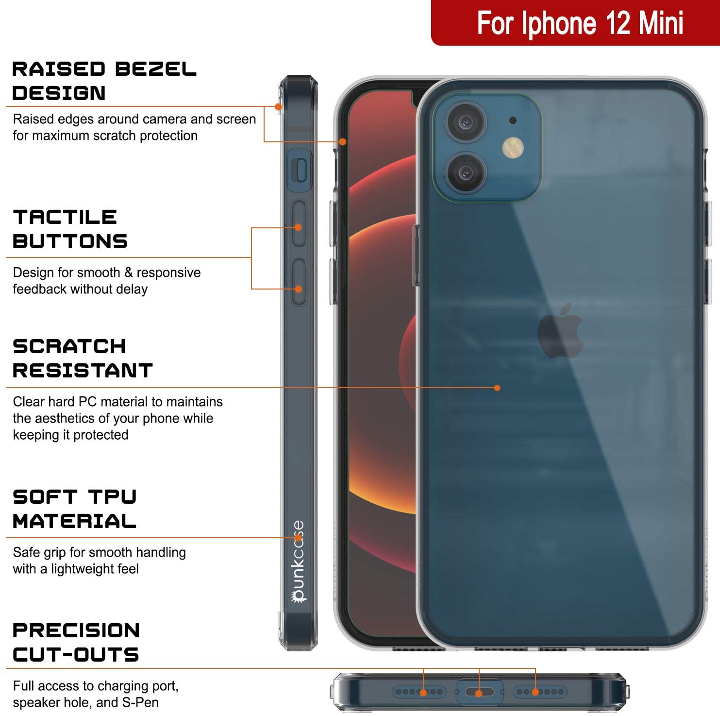 iPhone 12 Mini Case Punkcase® LUCID 2.0 Clear Series Series w/ PUNK SHIELD Screen Protector | Ultra Fit