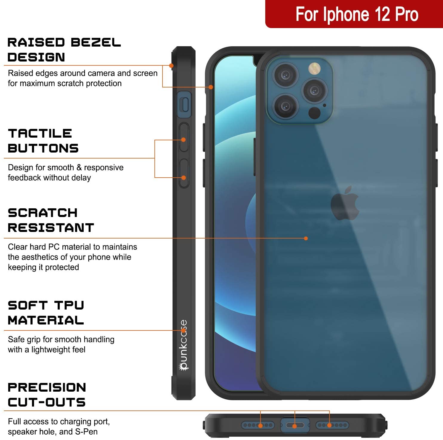iPhone 13 Pro Case Punkcase® LUCID 2.0 Black Series w/ PUNK SHIELD Screen Protector | Ultra Fit