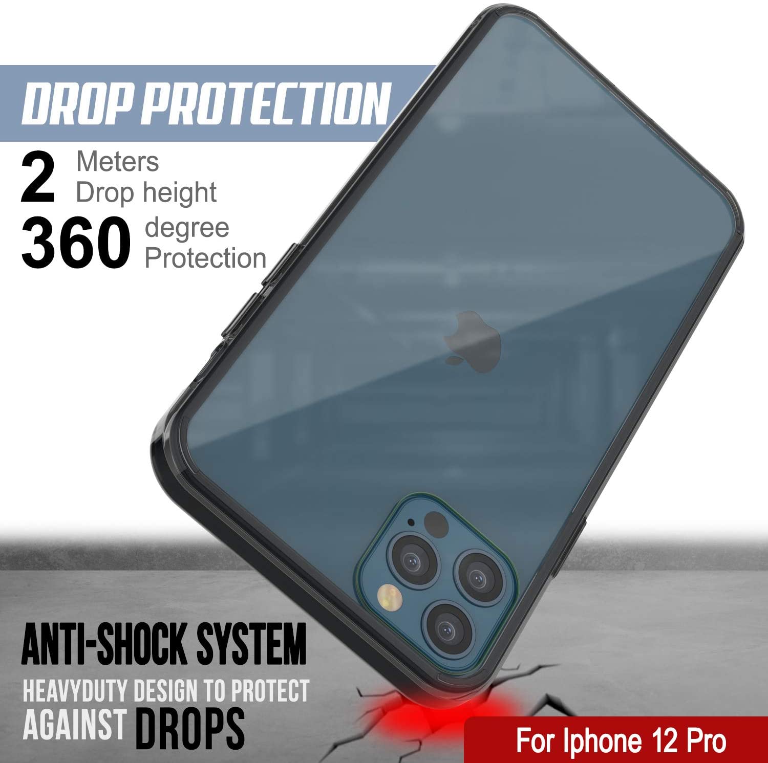 iPhone 12 Pro Case Punkcase® LUCID 2.0 Crystal Black Series w/ SHIELD Screen Protector | Ultra Fit