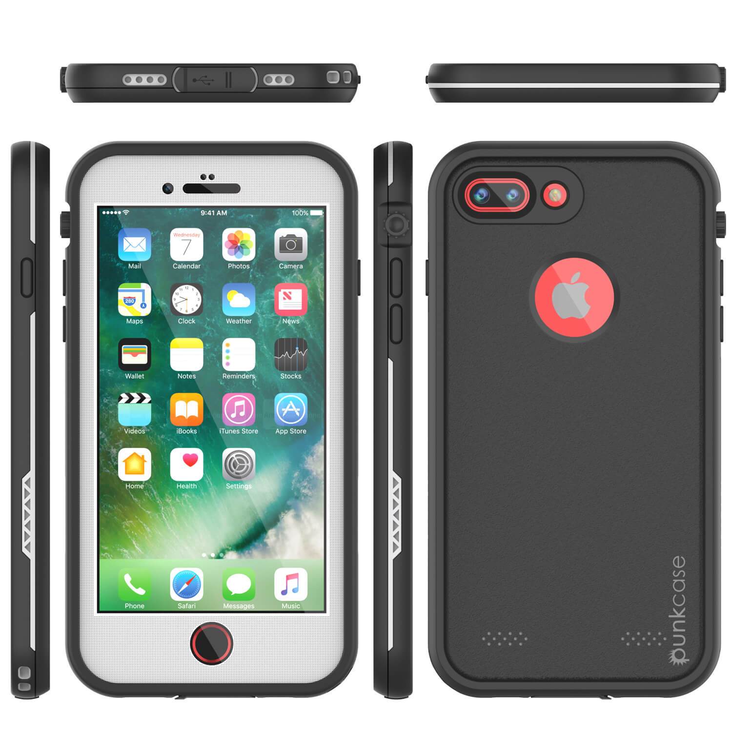 iPhone 7+ Plus Waterproof Case, Punkcase SpikeStar White Series | Thin Fit 6.6ft Underwater IP68