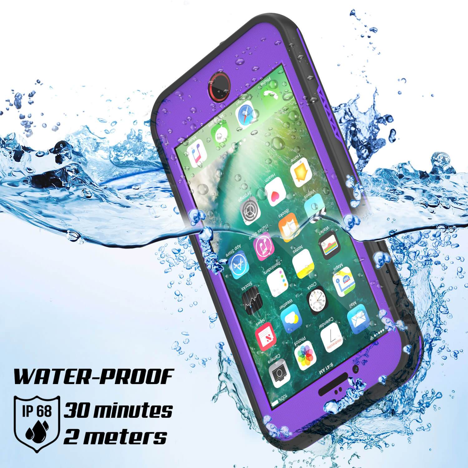 iPhone 7 Waterproof Case, Punkcase SpikeStar Purple Series | Thin Fit 6.6ft Underwater IP68
