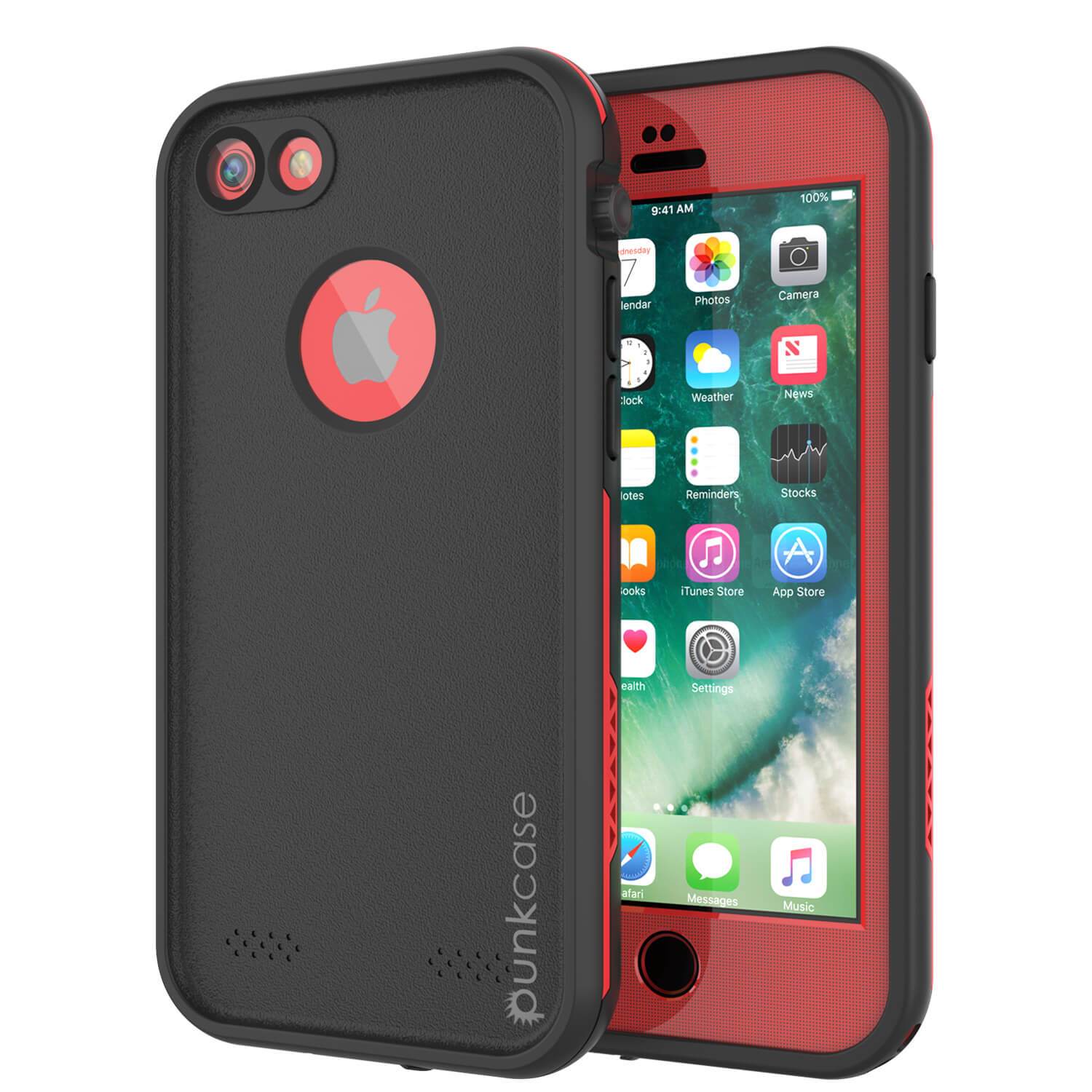 iPhone 7 Waterproof Case, Punkcase SpikeStar Red Series | Thin Fit 6.6ft Underwater IP68