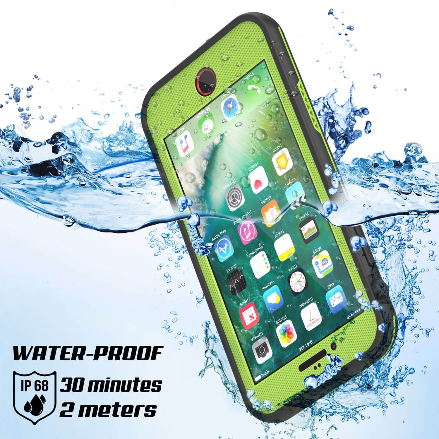 iPhone 8+ Plus Waterproof Case, Punkcase SpikeStar Light-Green Series | Thin Fit 6.6ft Underwater IP68