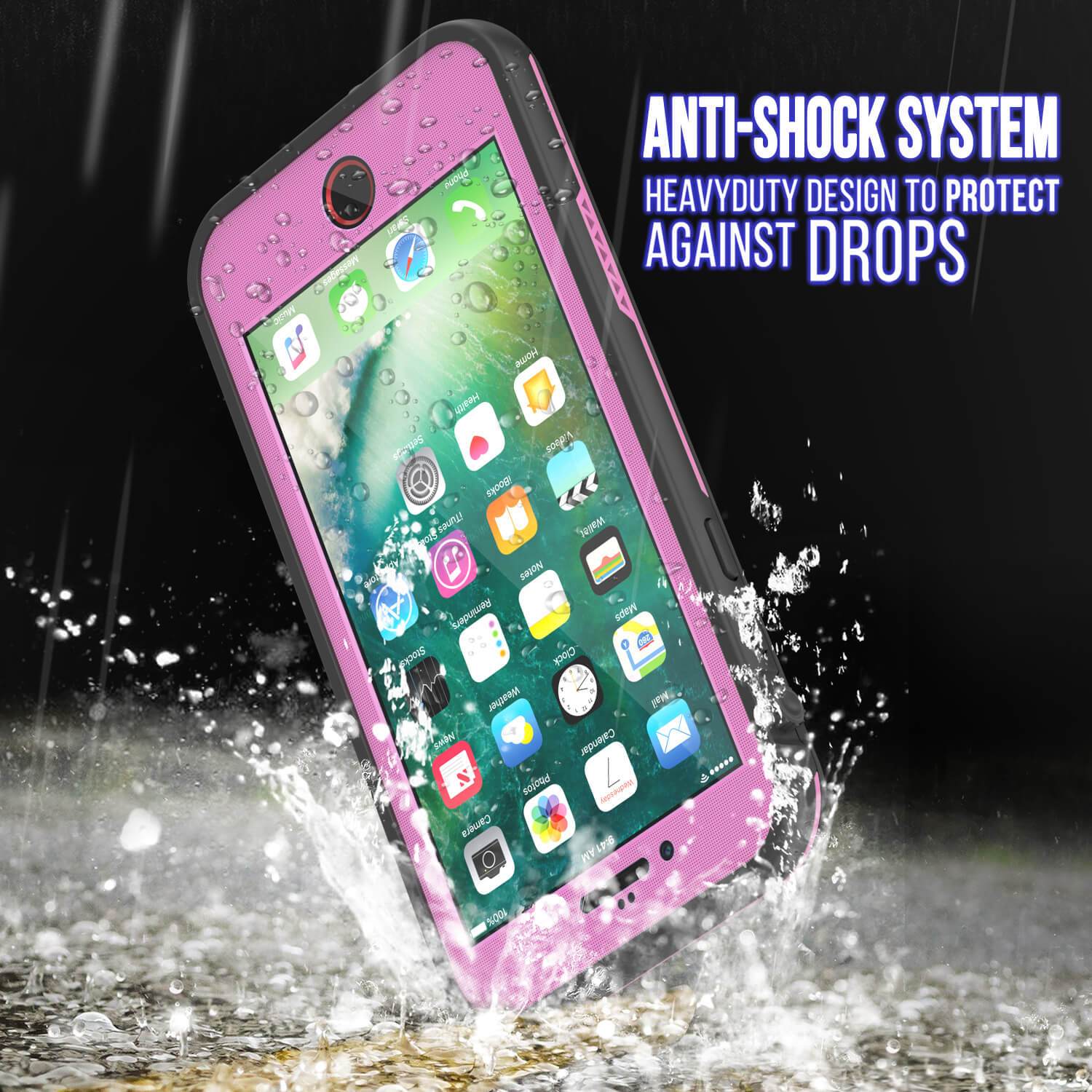 iPhone 8+ Plus Waterproof Case, Punkcase SpikeStar Pink Series | Thin Fit 6.6ft Underwater IP68