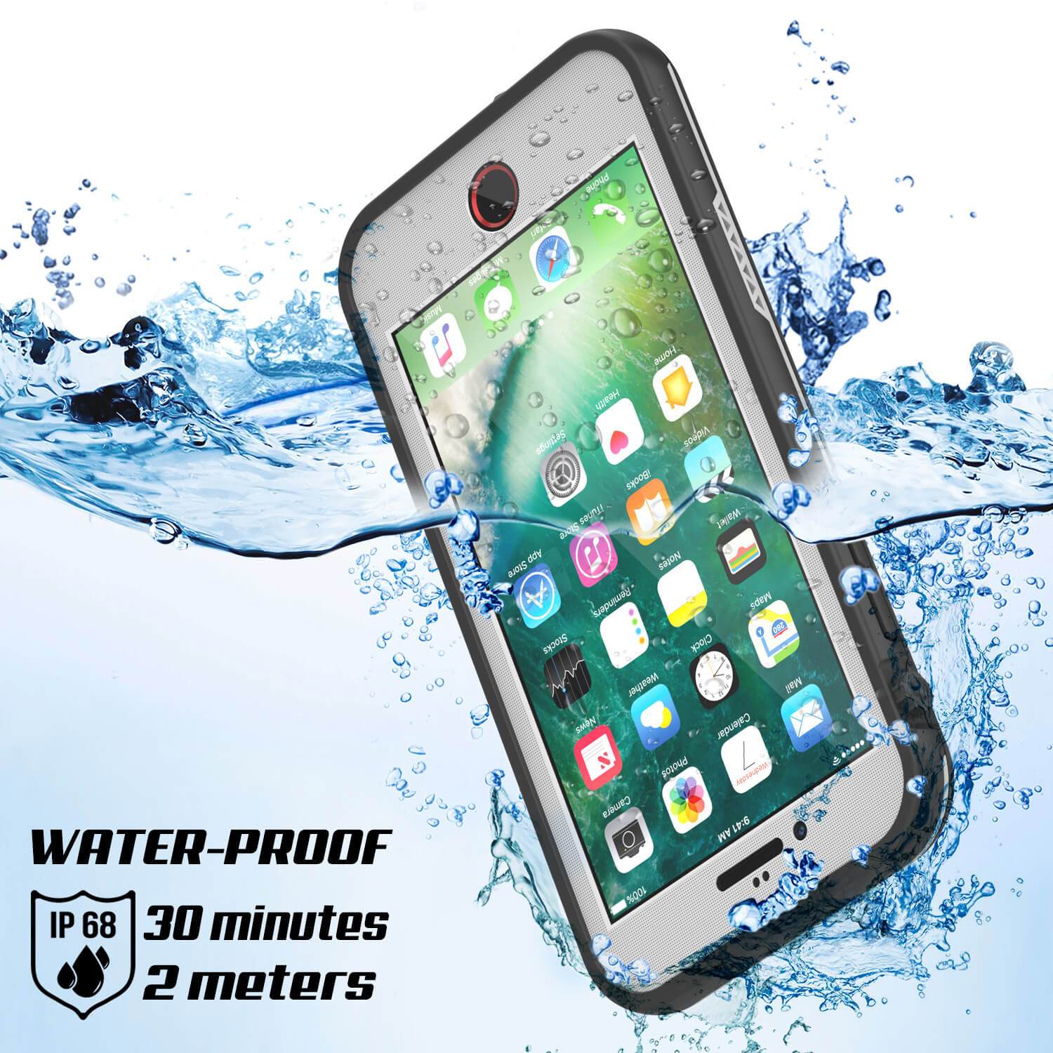 iPhone 8+ Plus Waterproof Case, Punkcase SpikeStar White Series | Thin Fit 6.6ft Underwater IP68