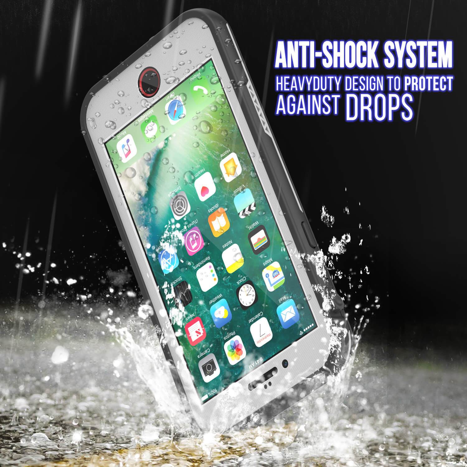 iPhone 8 Waterproof Case, Punkcase SpikeStar White Series | Thin Fit 6.6ft Underwater IP68