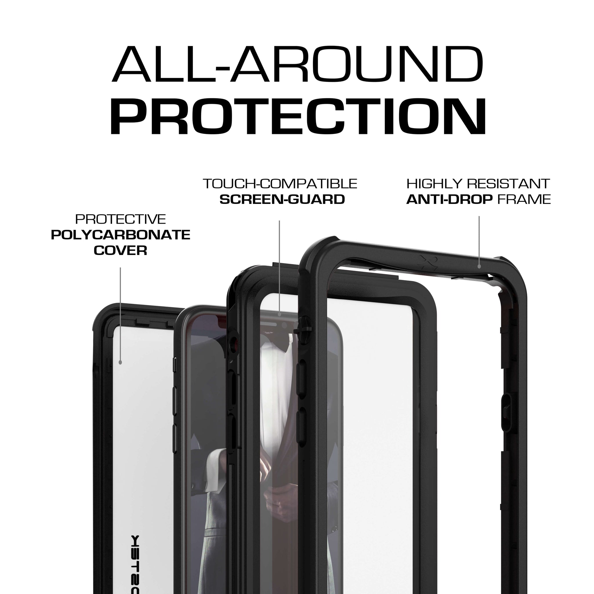 iPhone Xs Case ,Ghostek Nautical Series for iPhone Xs Rugged Heavy Duty Case | BLACK