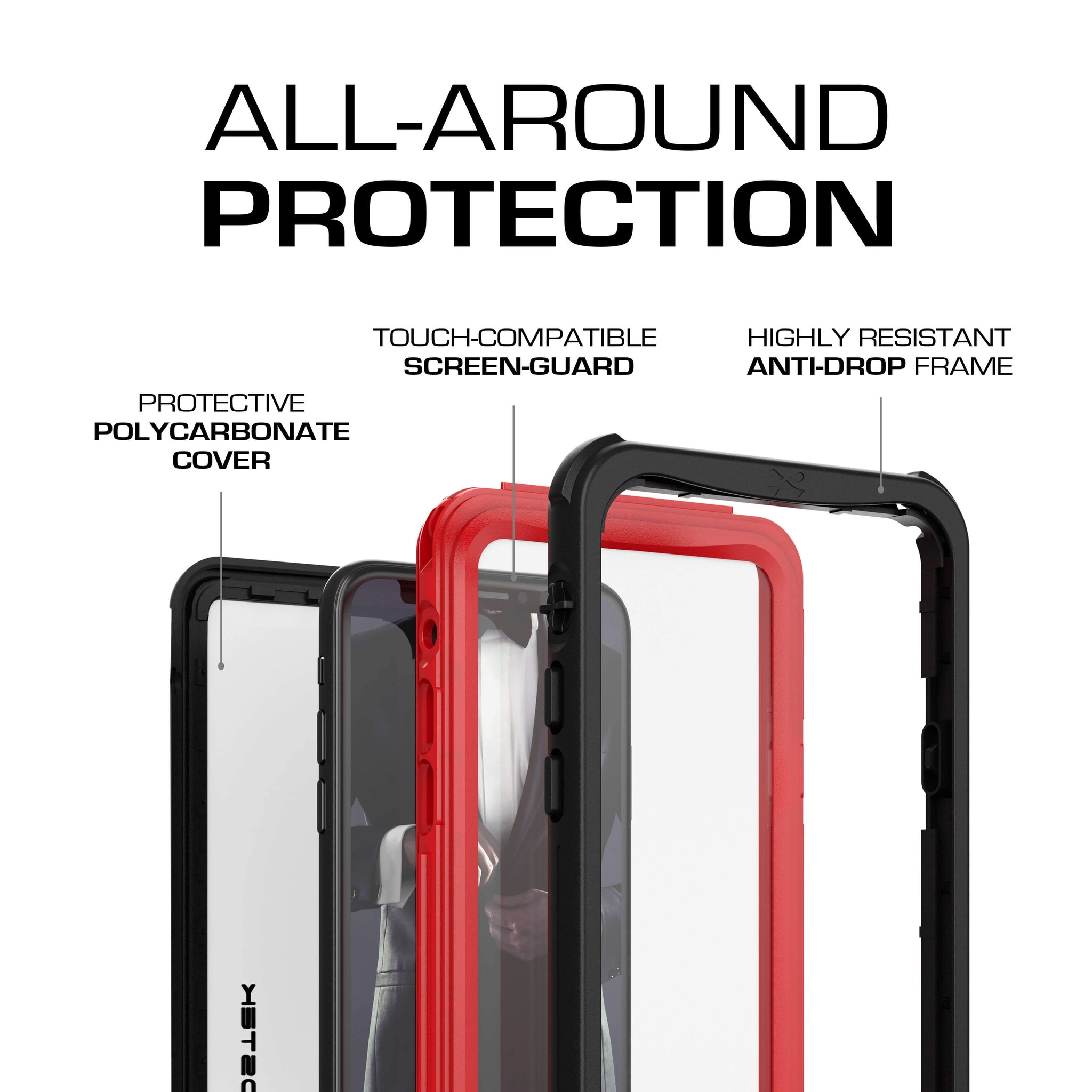 iPhone Xs Case ,Ghostek Nautical Series for iPhone Xs Rugged Heavy Duty Case | RED