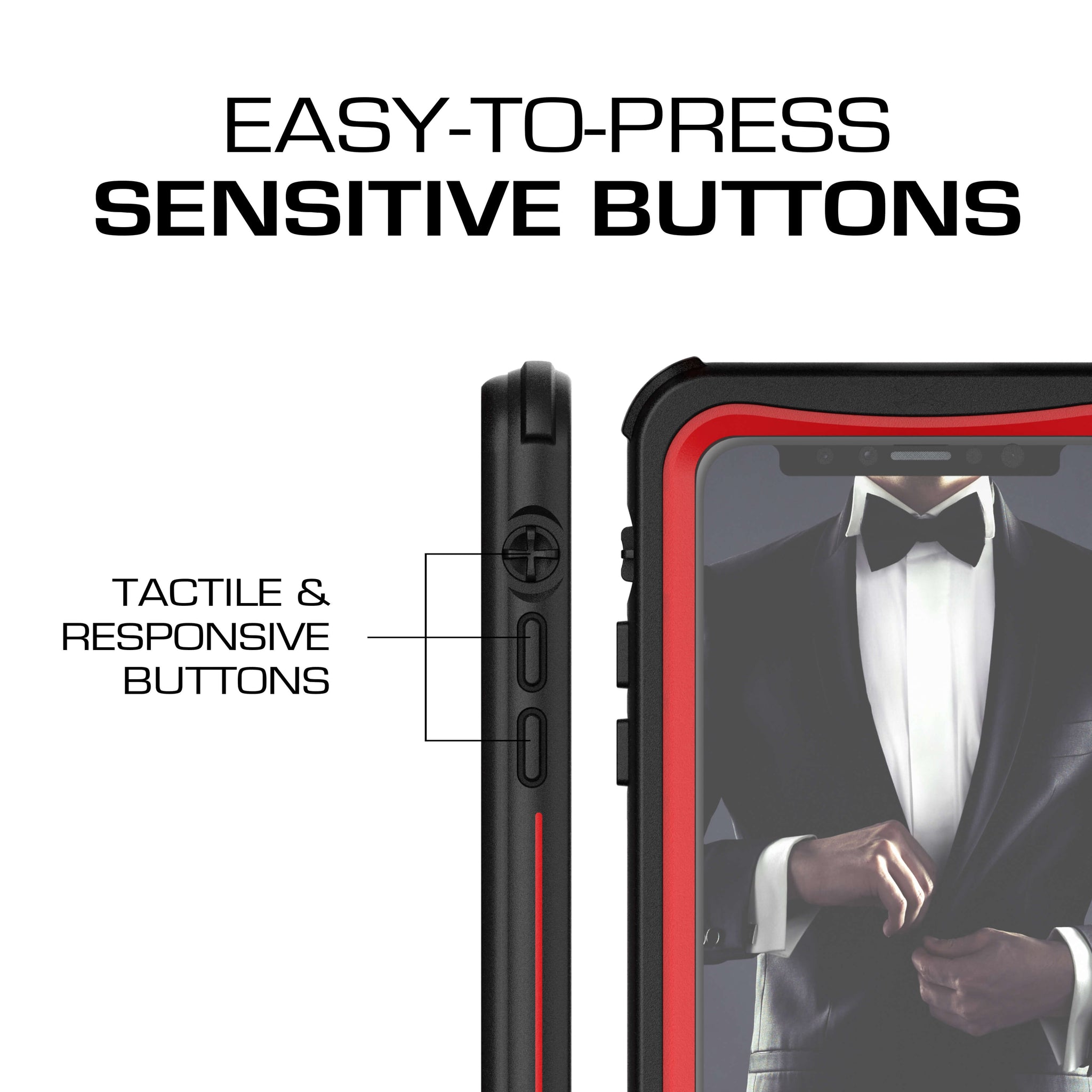 iPhone Xs Case ,Ghostek Nautical Series for iPhone Xs Rugged Heavy Duty Case | RED