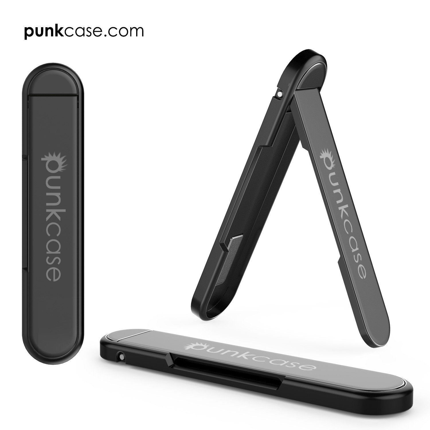 PUNKCASE FlickStick Universal Cell Phone Kickstand for all Mobile Phones & Cases with Flat Backs, One Finger Operation (Black)