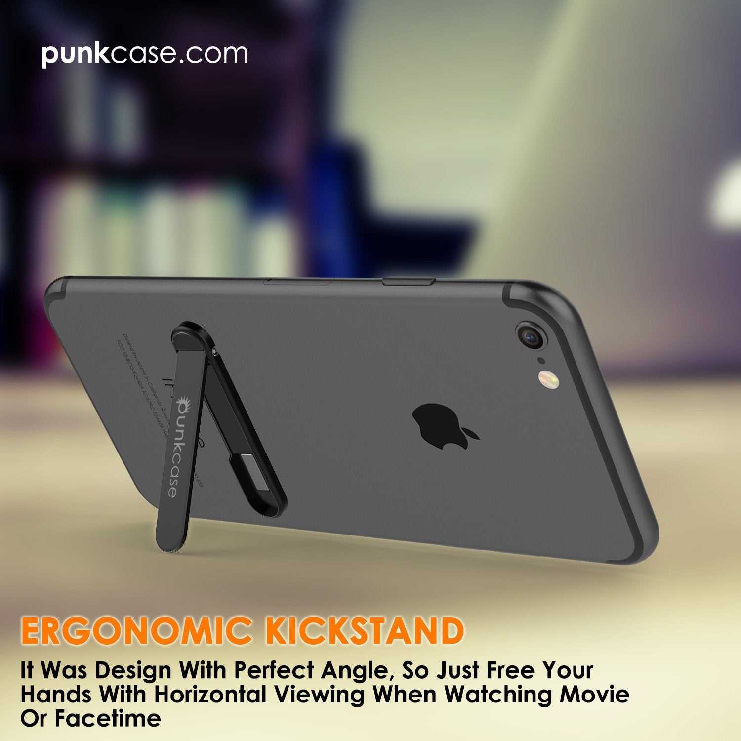 PUNKCASE FlickStick Universal Cell Phone Kickstand for all Mobile Phones & Cases with Flat Backs, One Finger Operation (Black)
