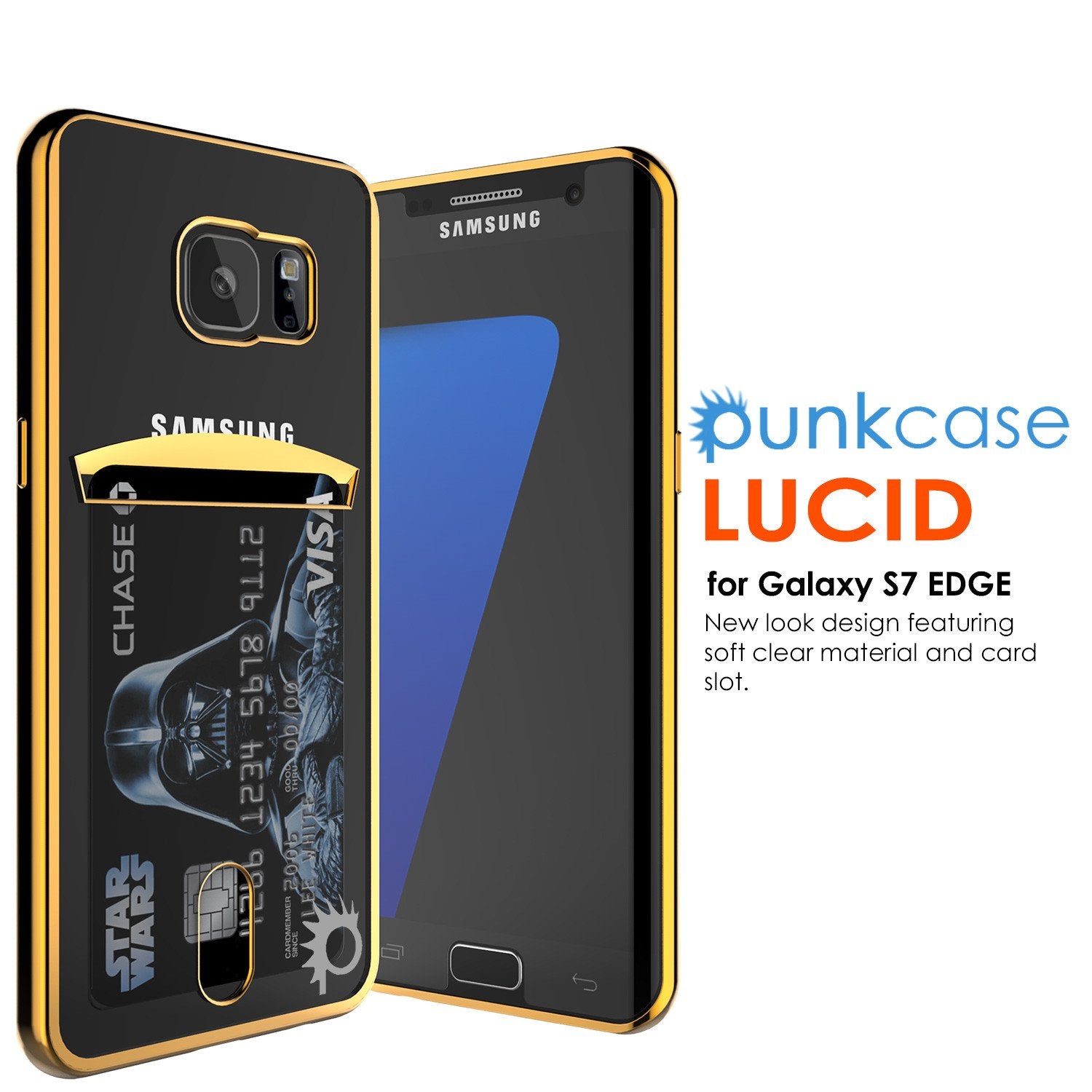 Galaxy S7 EDGE Case, PUNKCASE® LUCID Gold Series | Card Slot | SHIELD Screen Protector | Ultra fit