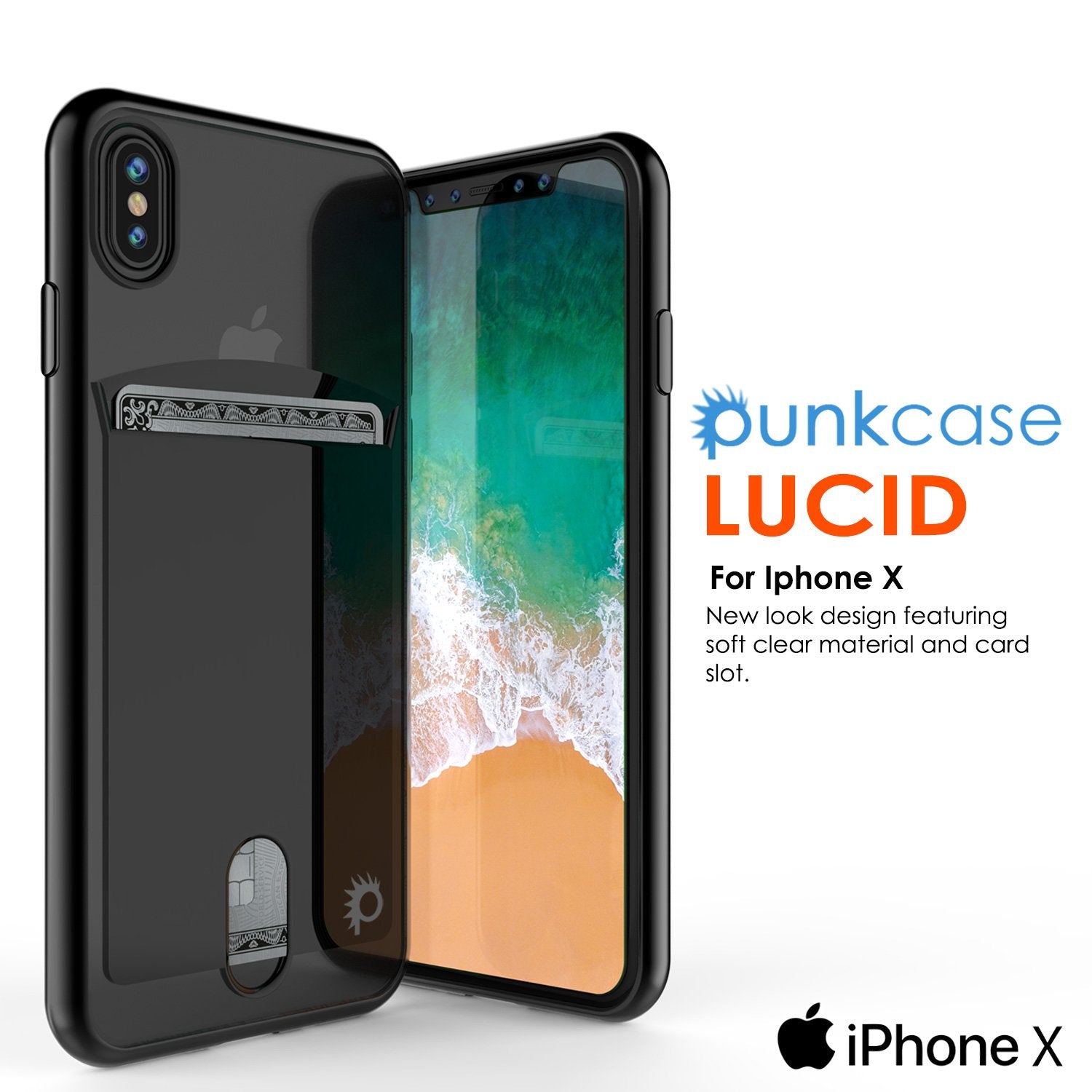 Punkcase iPhone X LUCID Series Dual Layer Armor Cover | Black