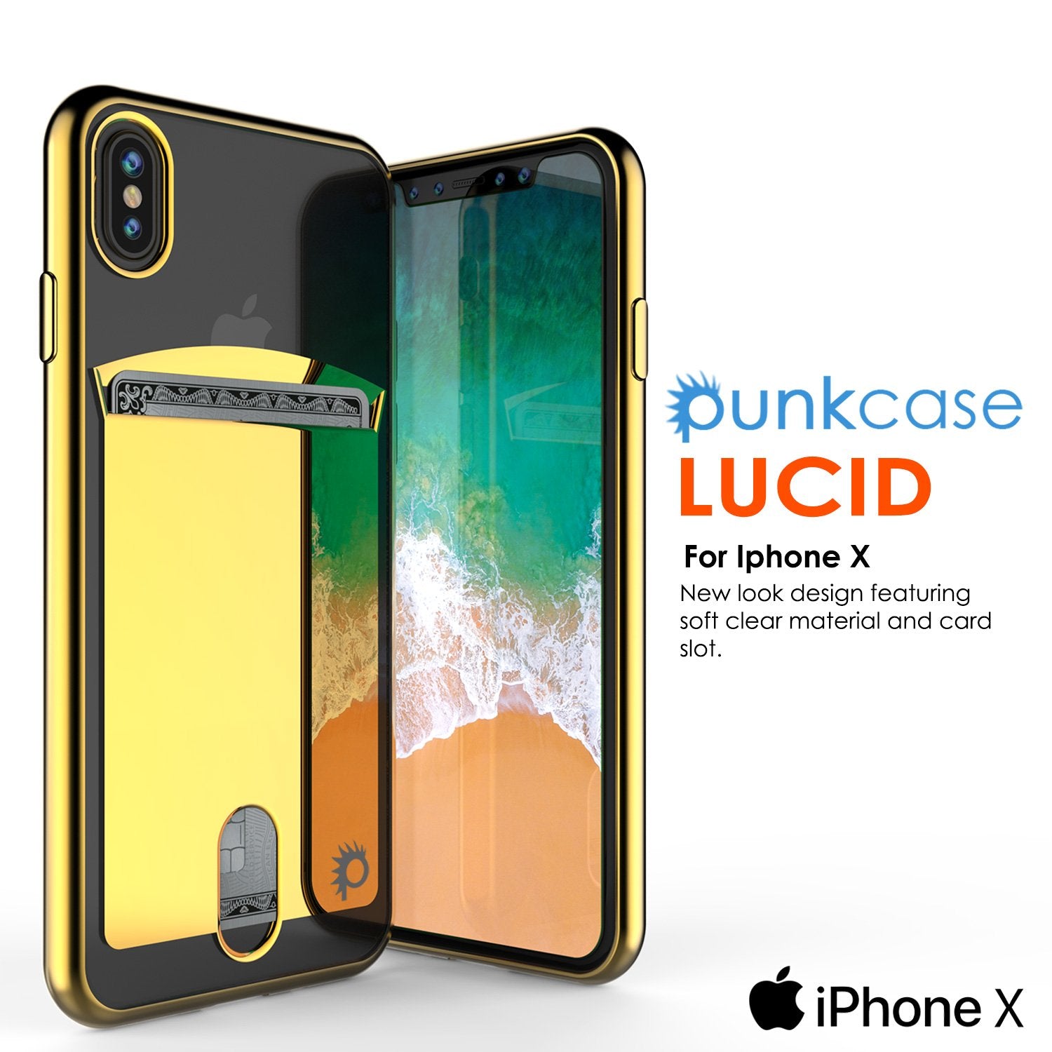 Punkcase iPhone X LUCID Series Dual Layer Armor Cover | GOLD