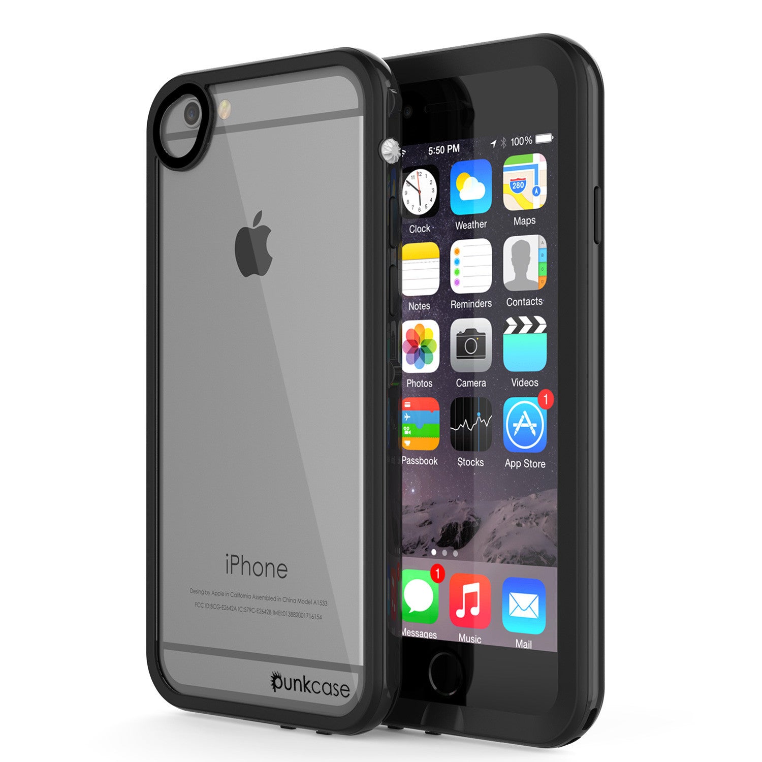 Apple iPhone 7/6s/6 Waterproof Case, PUNKcase CRYSTAL 2.0 Black W/ Attached Screen Protector | Warranty