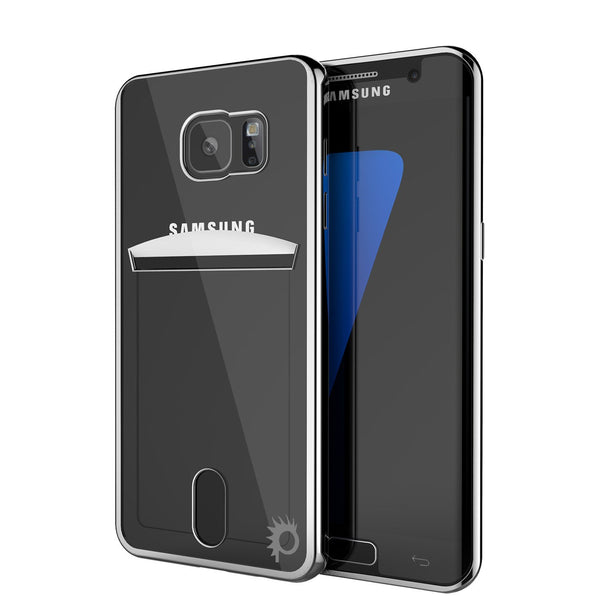 Galaxy S7 EDGE Case, PUNKCASE® LUCID Silver Series | Card Slot | SHIELD Screen Protector | Ultra fit