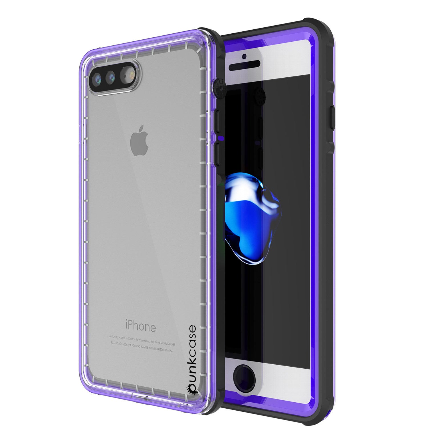 PUNKCASE - Crystal Series Waterproof Case for Apple IPhone 7+ Plus | Purple
