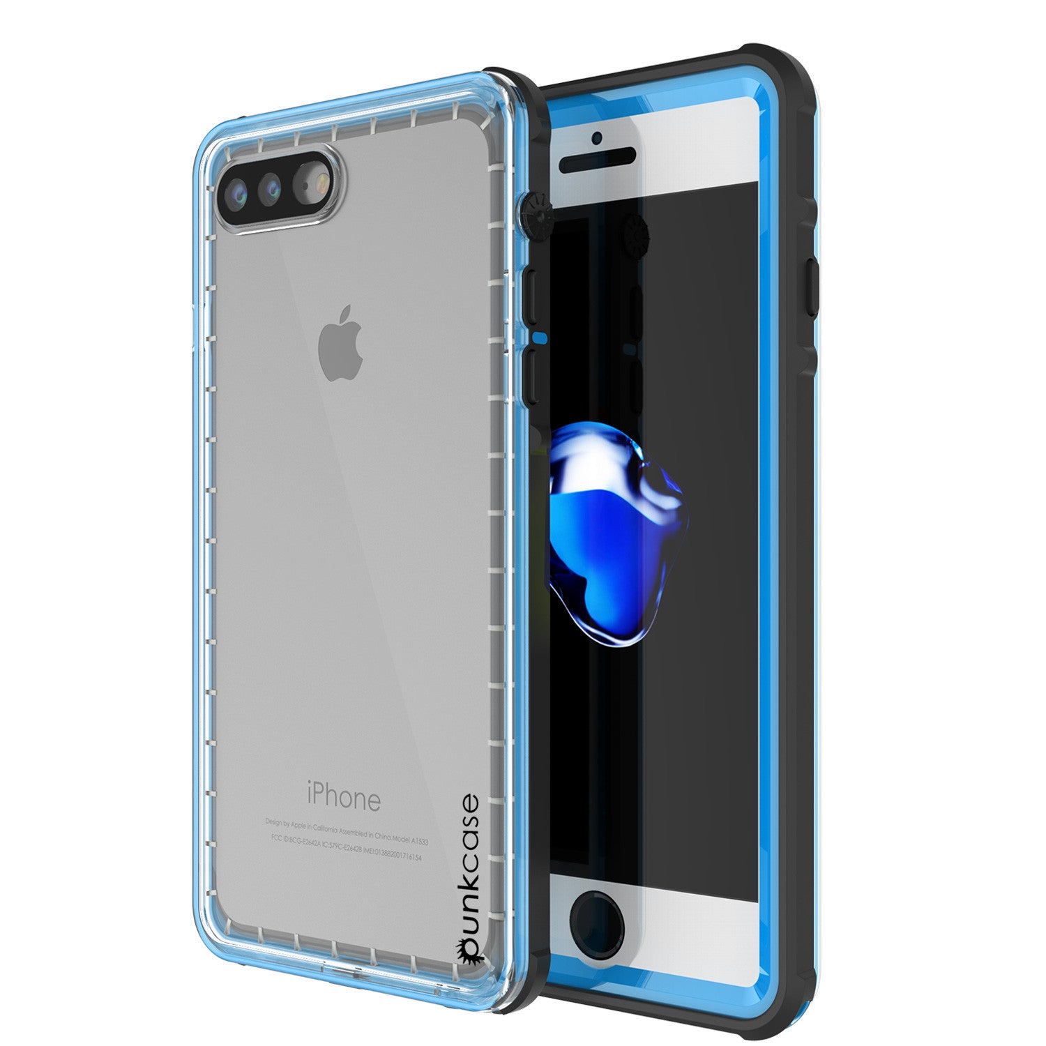 PUNKCASE - Crystal Series Waterproof Case for Apple IPhone 7+ Plus | Light Blue