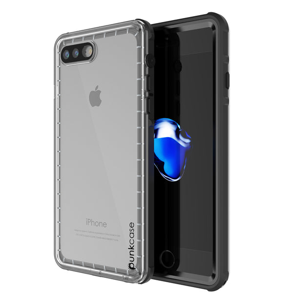 iPhone 7+ Plus Waterproof Case, PUNKcase CRYSTAL Black W/ Attached Screen Protector | Warranty