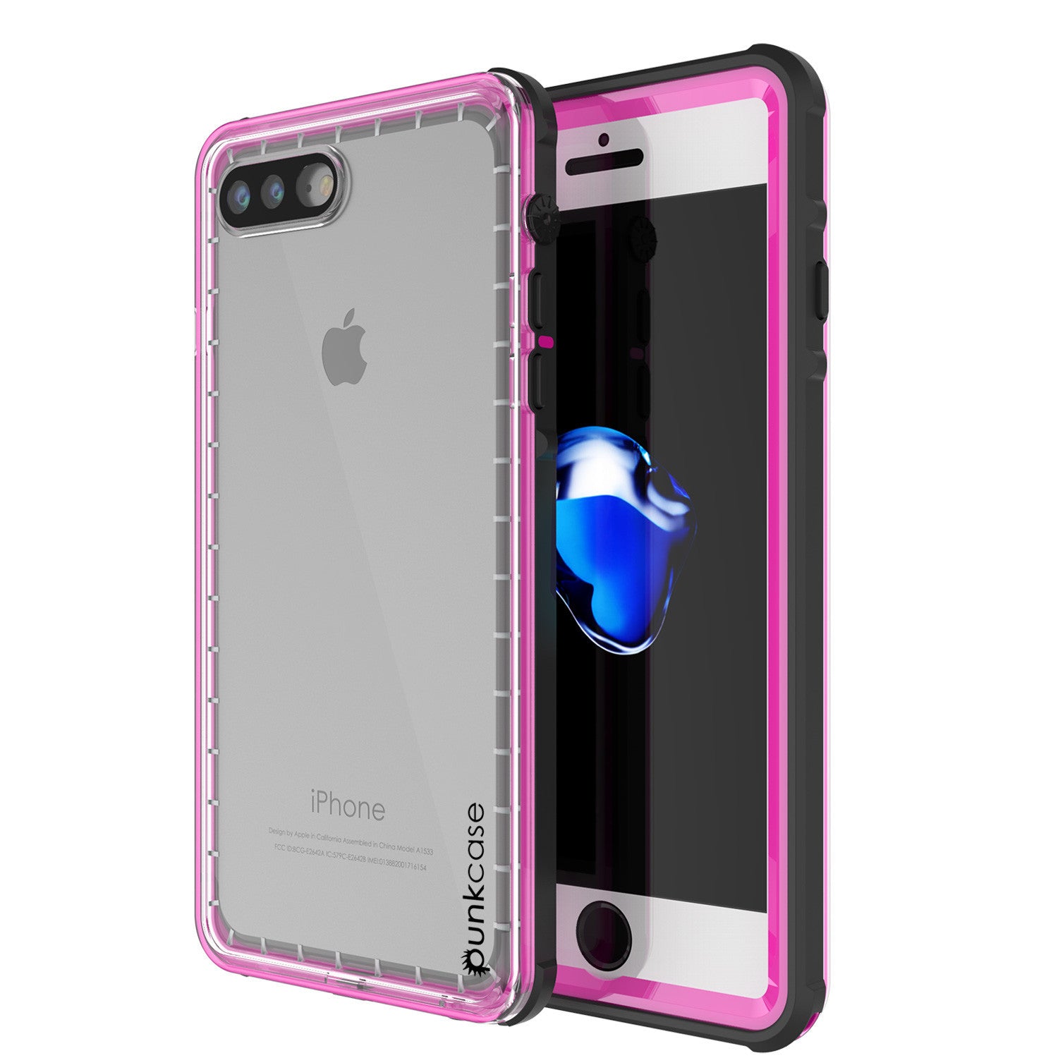 PUNKCASE - Crystal Series Waterproof Case for Apple IPhone 7+ Plus | Pink