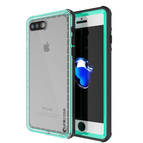 iPhone 7+ Plus Waterproof Case, PUNKcase CRYSTAL Teal W/ Attached Screen Protector | Warranty