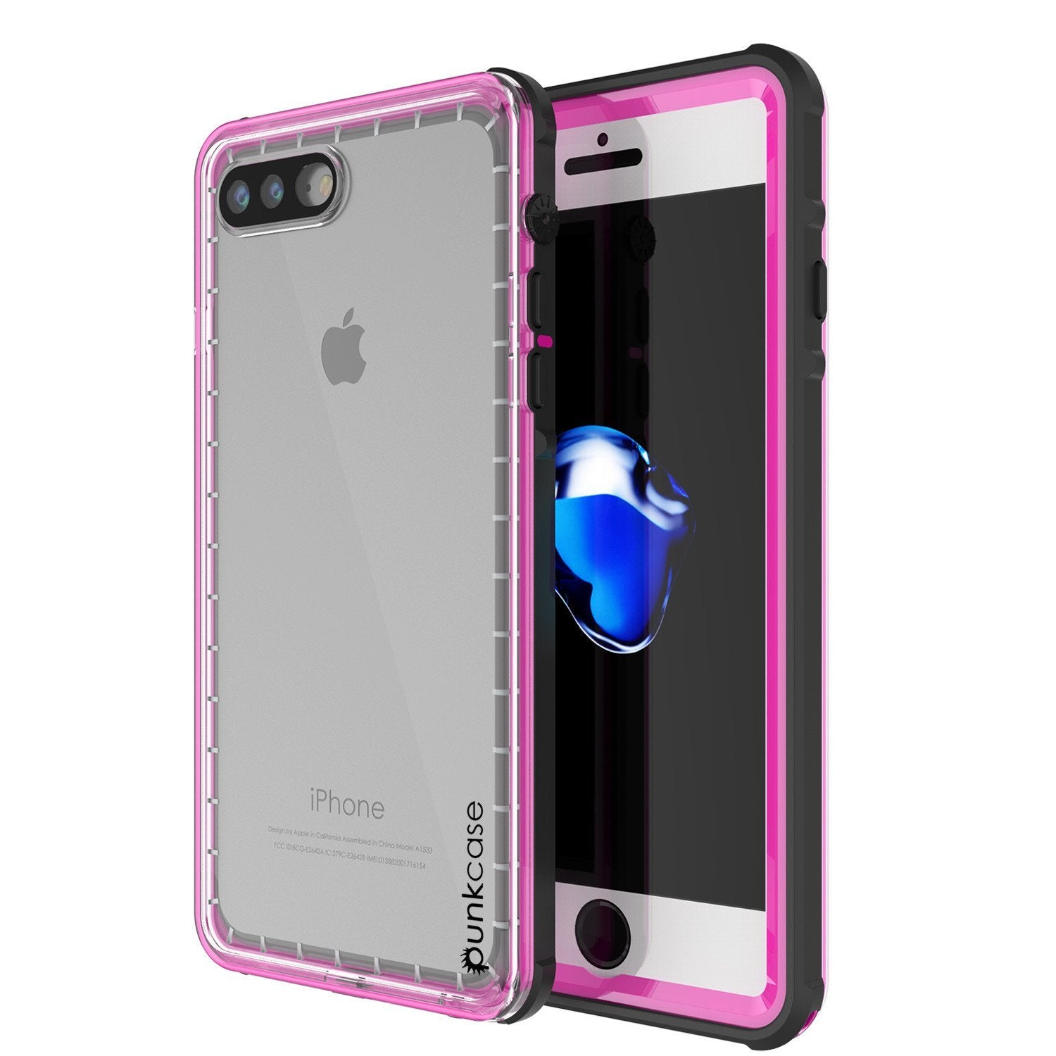 iPhone 8+ Plus Waterproof Case, PUNKcase CRYSTAL Pink W/ Attached Screen Protector | Warranty