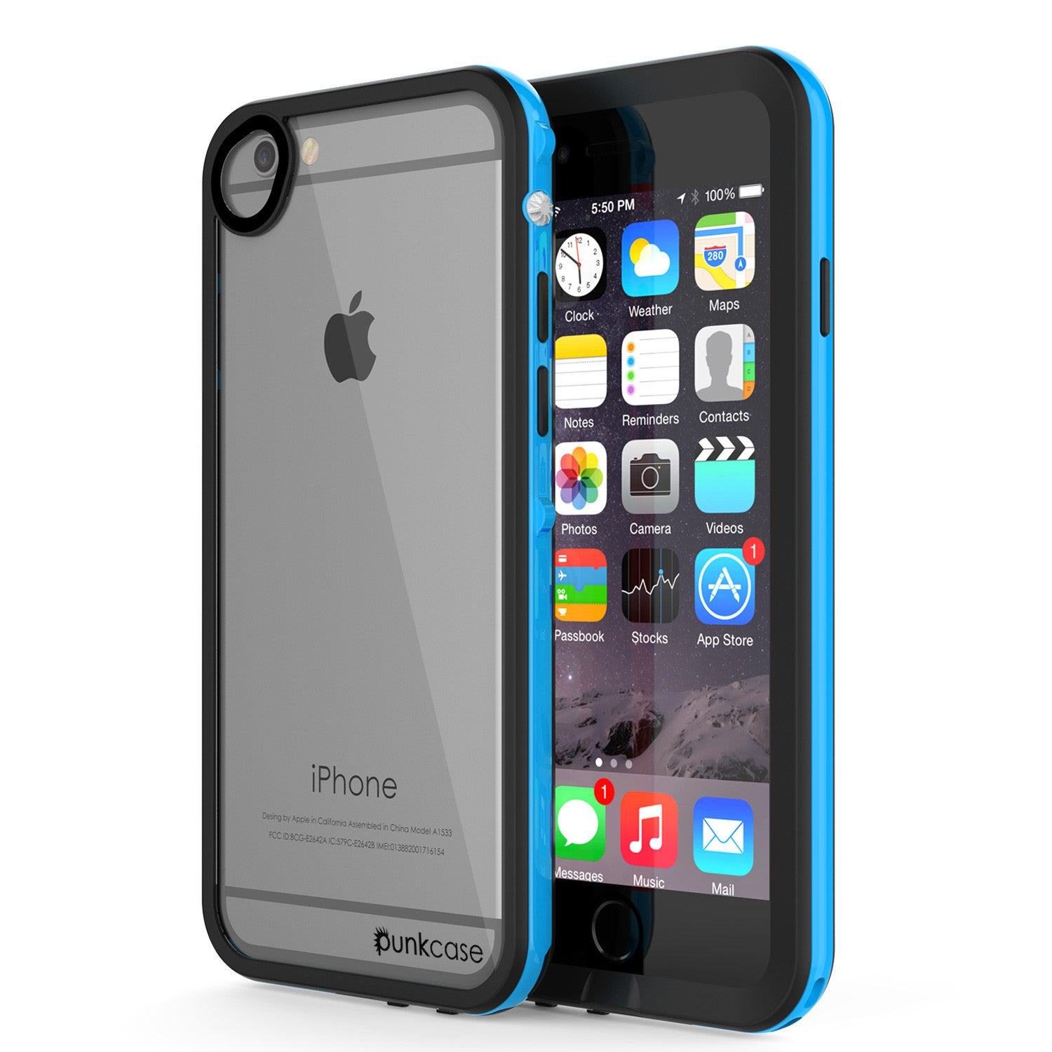 Apple iPhone 7/6s/6 Waterproof Case, PUNKcase CRYSTAL 2.0 Light Blue W/ Attached Screen Protector | Warranty