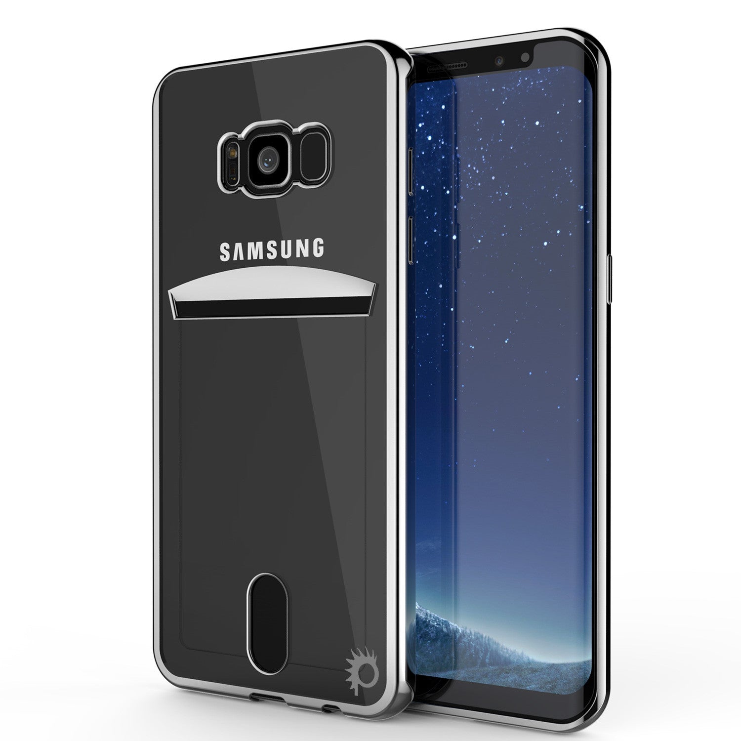 Galaxy S8 Case, PUNKCASE® LUCID Silver Series | Card Slot | SHIELD Screen Protector | Ultra fit