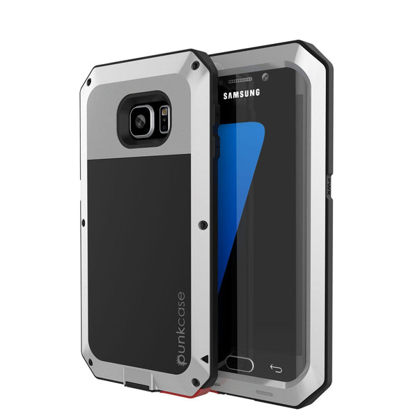 Galaxy S7 EDGE  Case, PUNKcase Metallic Silver Shockproof  Slim Metal Armor Case