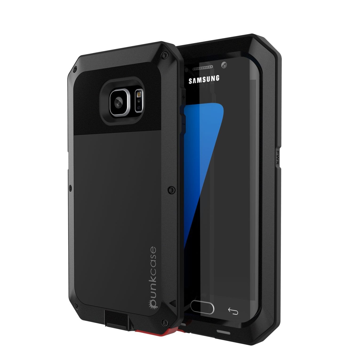 Galaxy S7 EDGE Case, PUNKcase Metallic Black Shockproof Slim Metal Armor Case