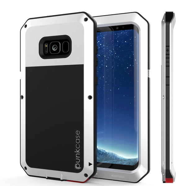 Galaxy Note 8  Case, PUNKcase Metallic White Shockproof  Slim Metal Armor Case