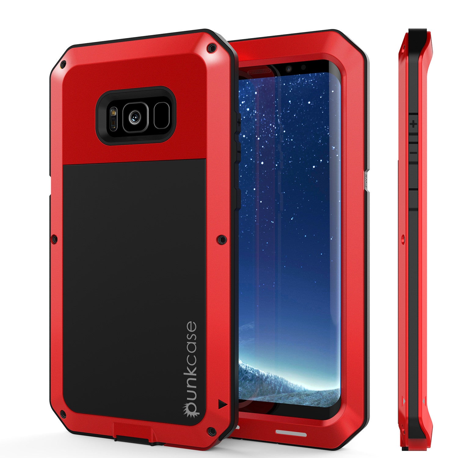 Galaxy S8 Case, PUNKcase Metallic Red Shockproof Slim Metal Armor Case