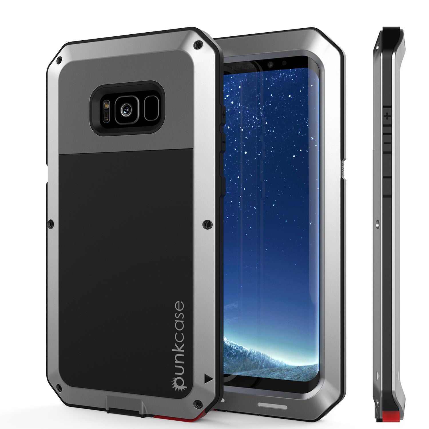 Galaxy S8 Case, PUNKcase Metallic Silver Shockproof Slim Metal Armor Case