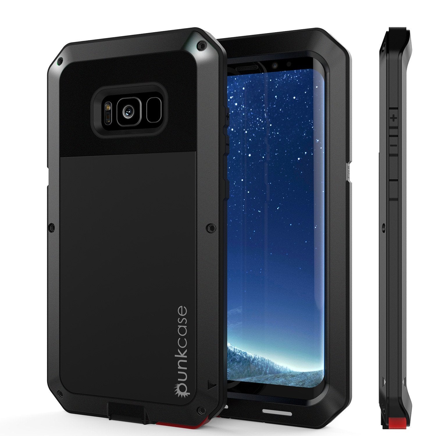 Galaxy Note 8 Case, PUNKcase Metallic Black Shockproof Slim Metal Armor Case