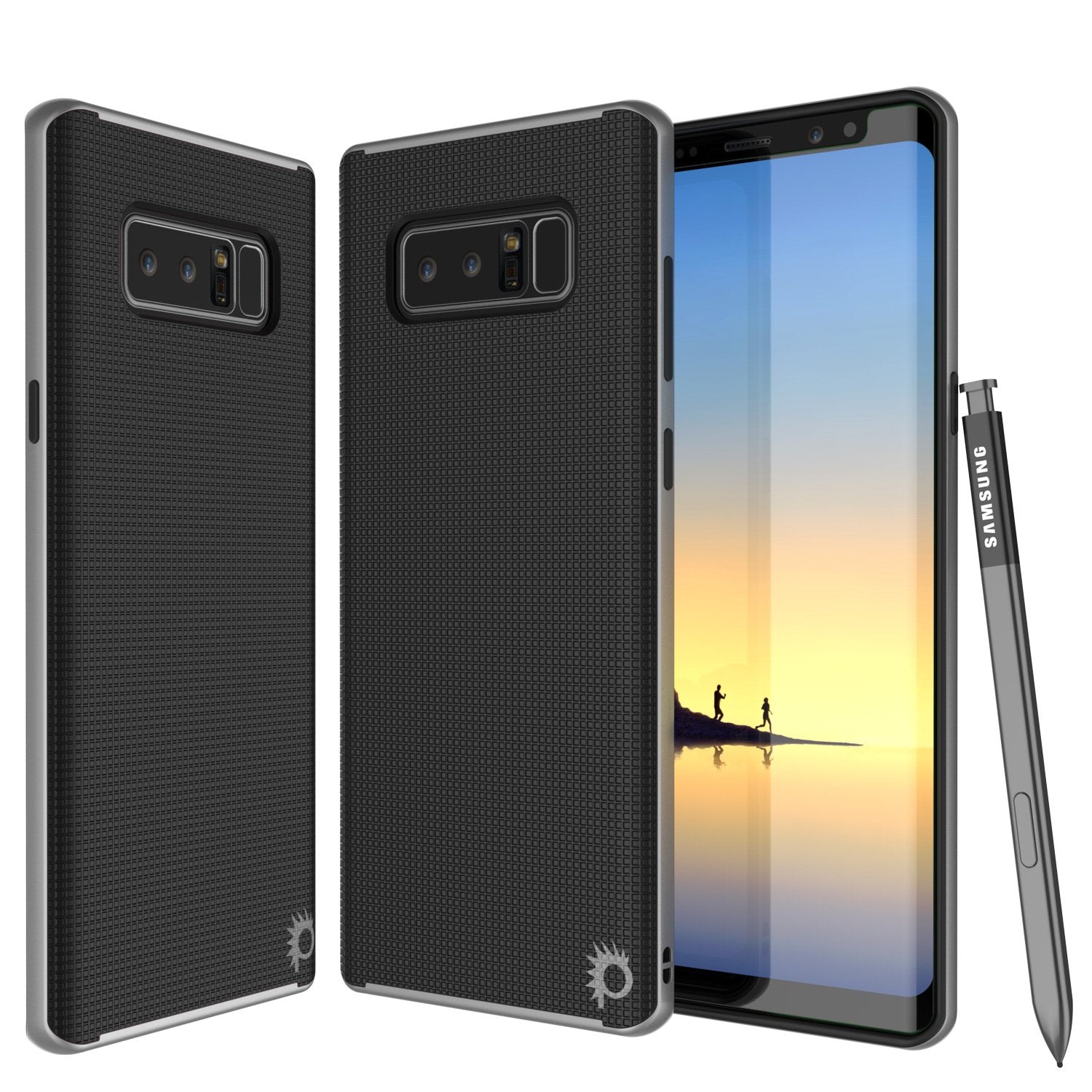 Galaxy Note 8 Case, PunkCase Stealth Silver Series Hybrid 3-Piece Shockproof Dual Layer Cover