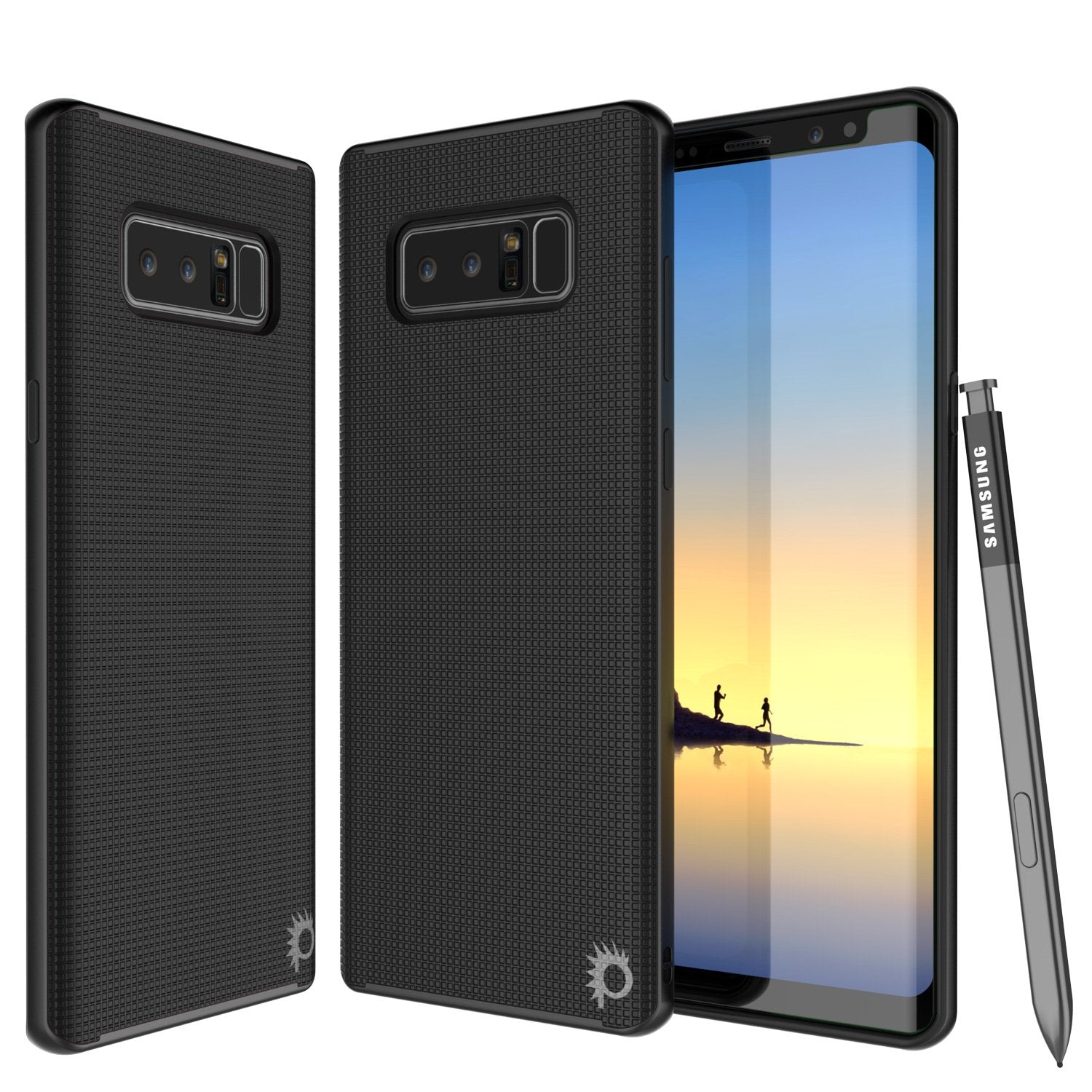 Galaxy Note 8 Case, PunkCase Stealth Black Series Hybrid 3-Piece Shockproof Dual Layer Cover