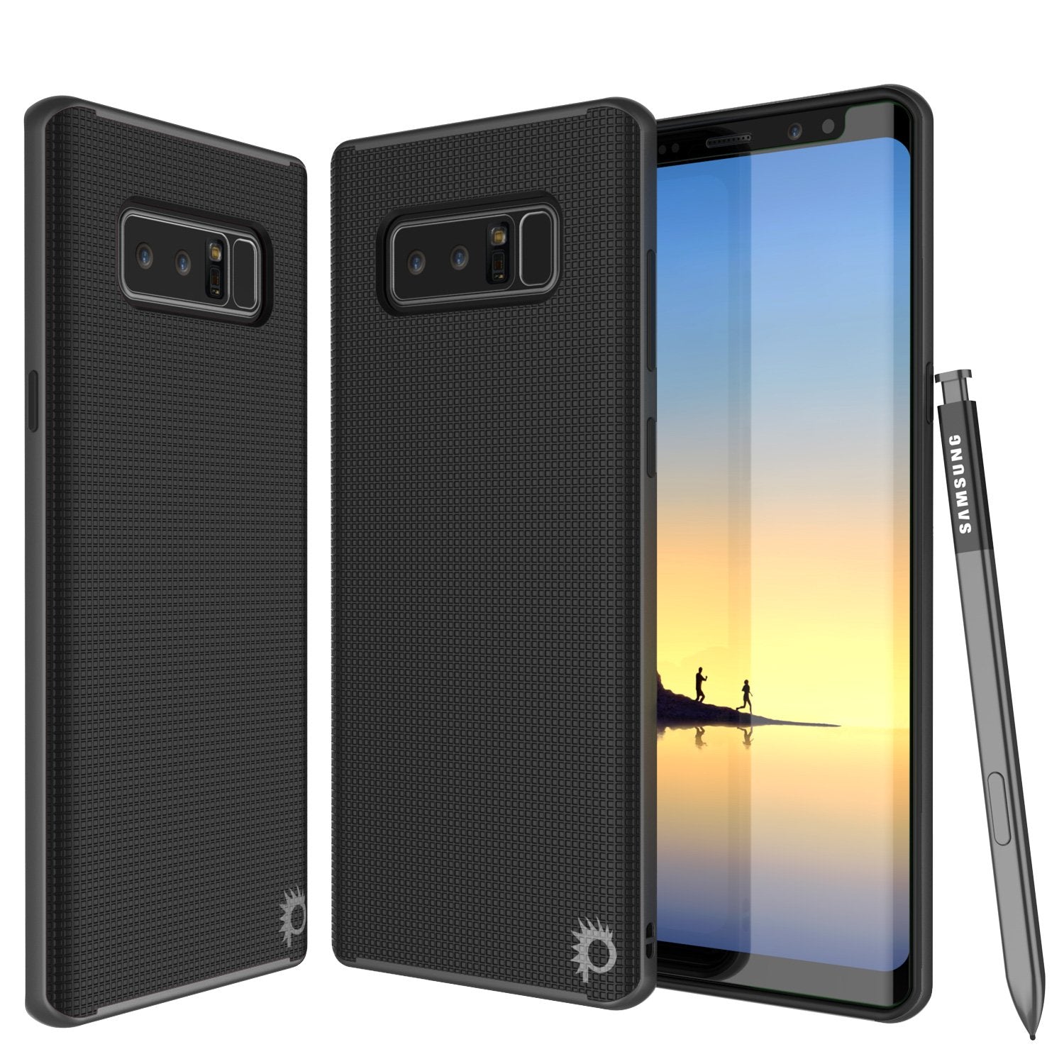 Galaxy Note 8 Case, PunkCase Stealth Grey Series Hybrid 3-Piece Shockproof Dual Layer Cover