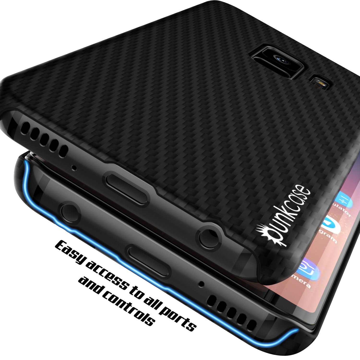 Galaxy S9 Case, Punkcase CarbonShield, Heavy Duty & Ultra Thin 2 Piece Dual Layer PU Leather Black Cover