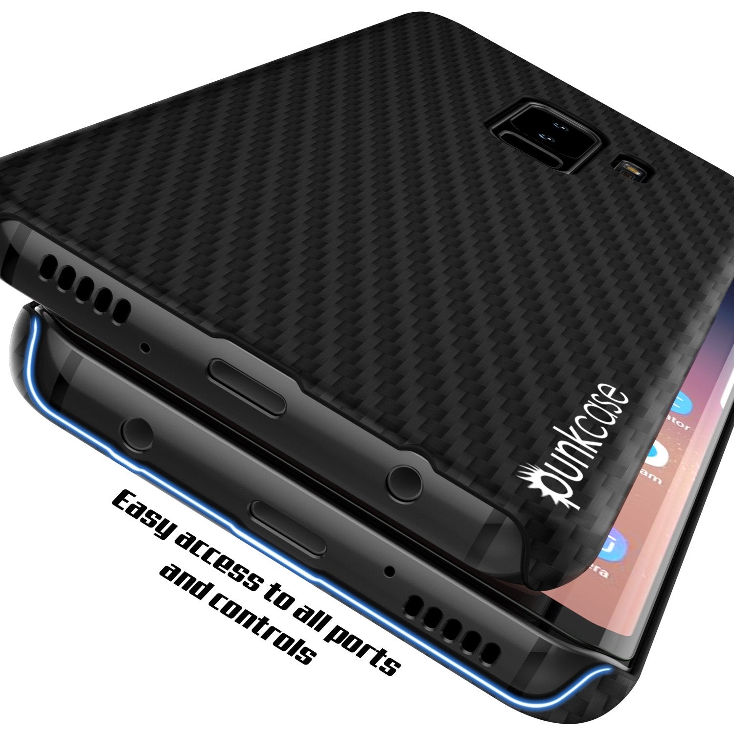 Galaxy S9 Plus Case, Punkcase CarbonShield, Heavy Duty & Ultra Thin 2 Piece Dual Layer PU Leather Jet Black Cover