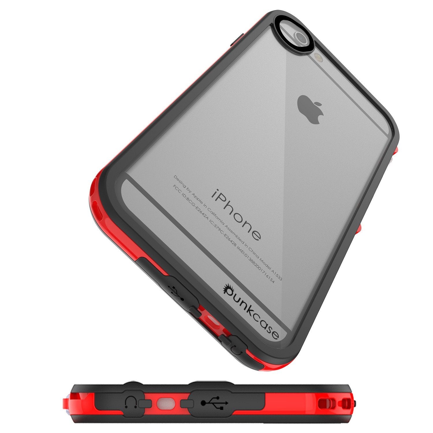 Apple iPhone 8 Waterproof Case, PUNKcase CRYSTAL 2.0 Red W/ Attached Screen Protector | Warranty