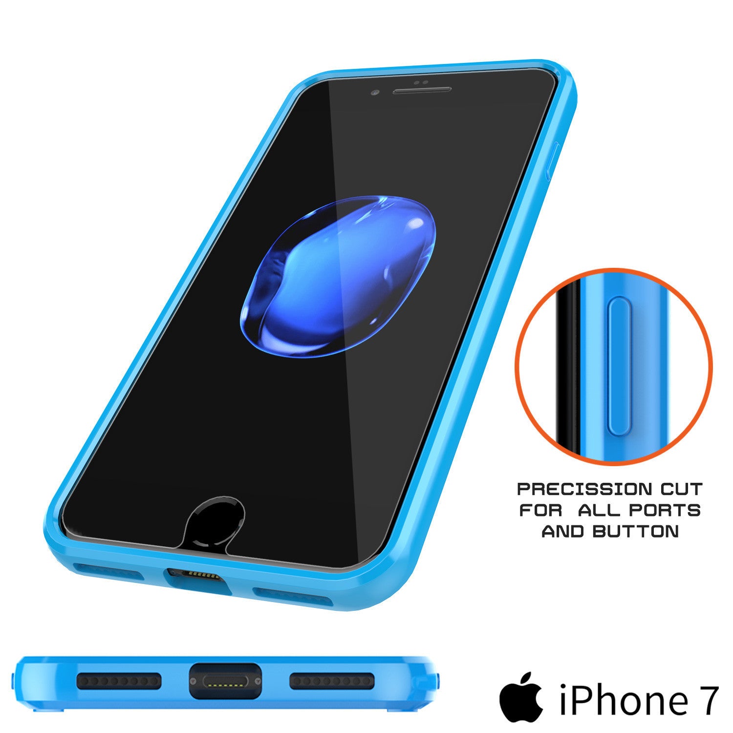 PUNKCASE - Lucid 2.0 Series Slick Frame Case for Apple IPhone 7+ Plus | Light Blue